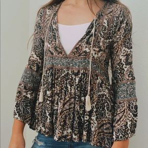 purple boho blouse